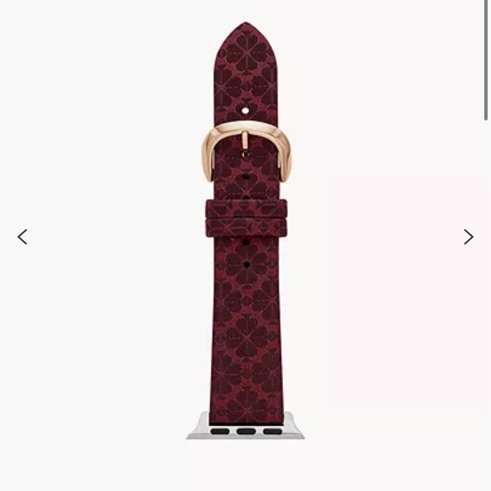 Kate Spade Burgundy Patterned Leather Apple Watch Strap With Gold Buckle
